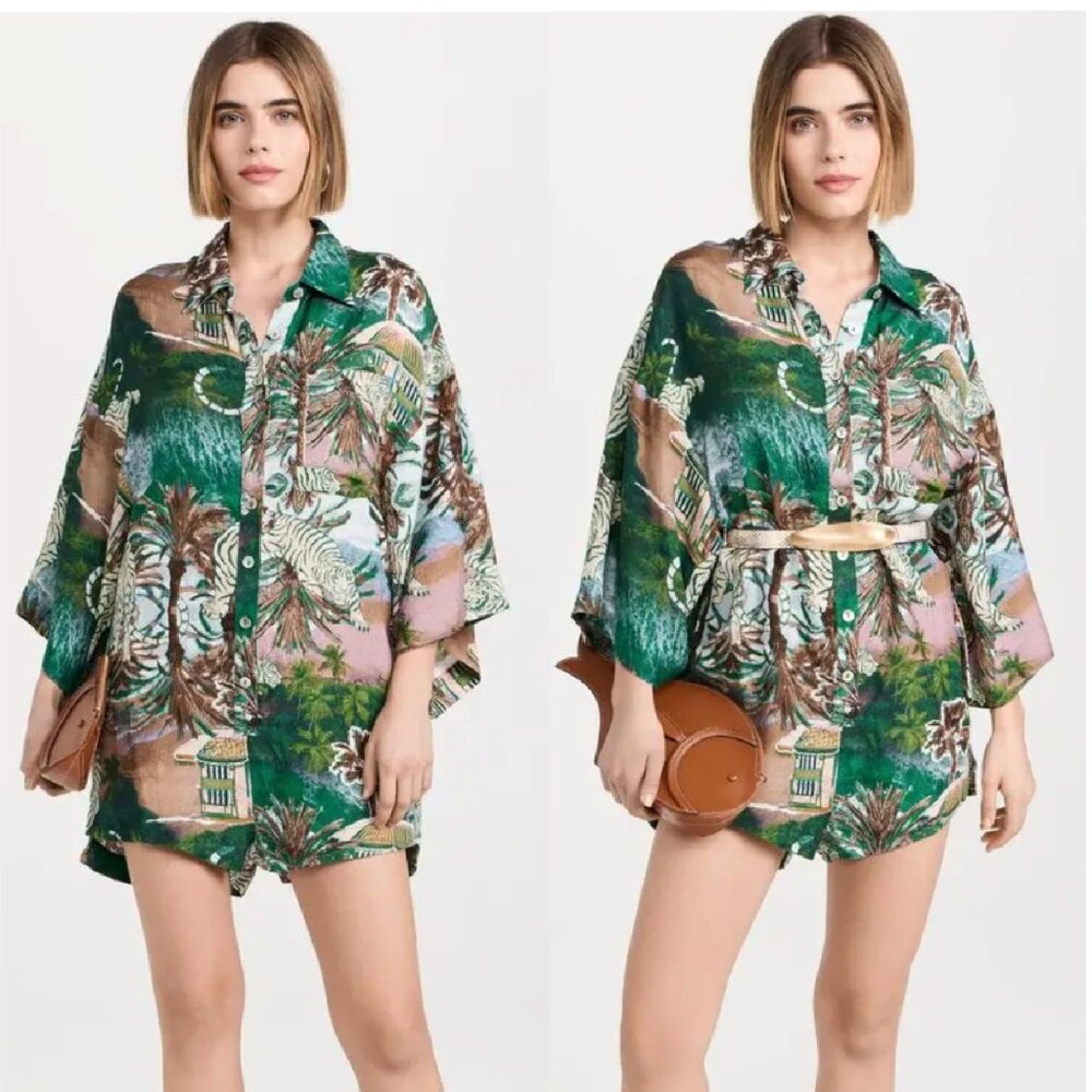 Las Sureñas Printed Linen Short Jumpsuit — Paradise | Size S